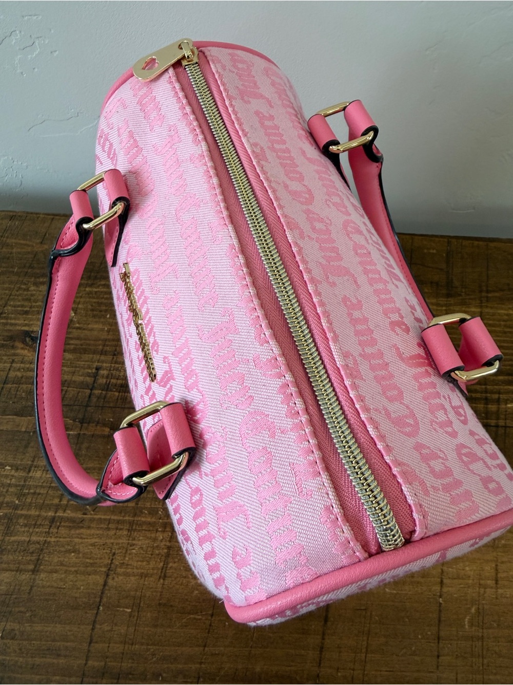 Juicy Couture Pink Monogram Speedy Handbag Double Satchel Missing Long Strap - Picture 8 of 16